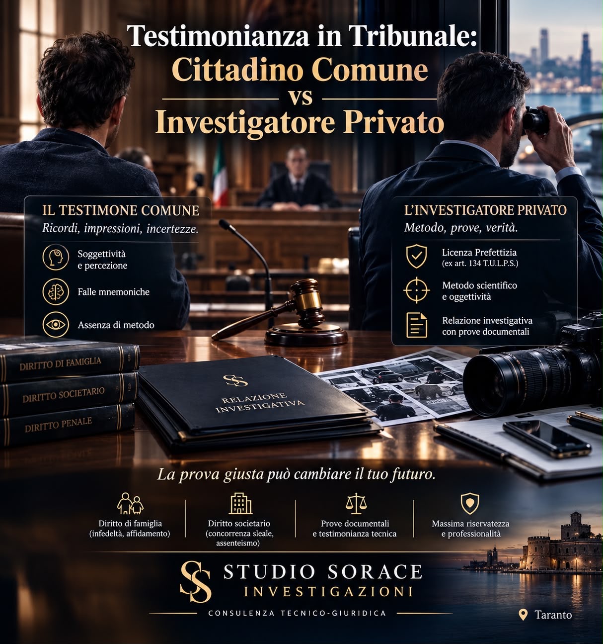 Investigatore privato testimonianza in Tribunale